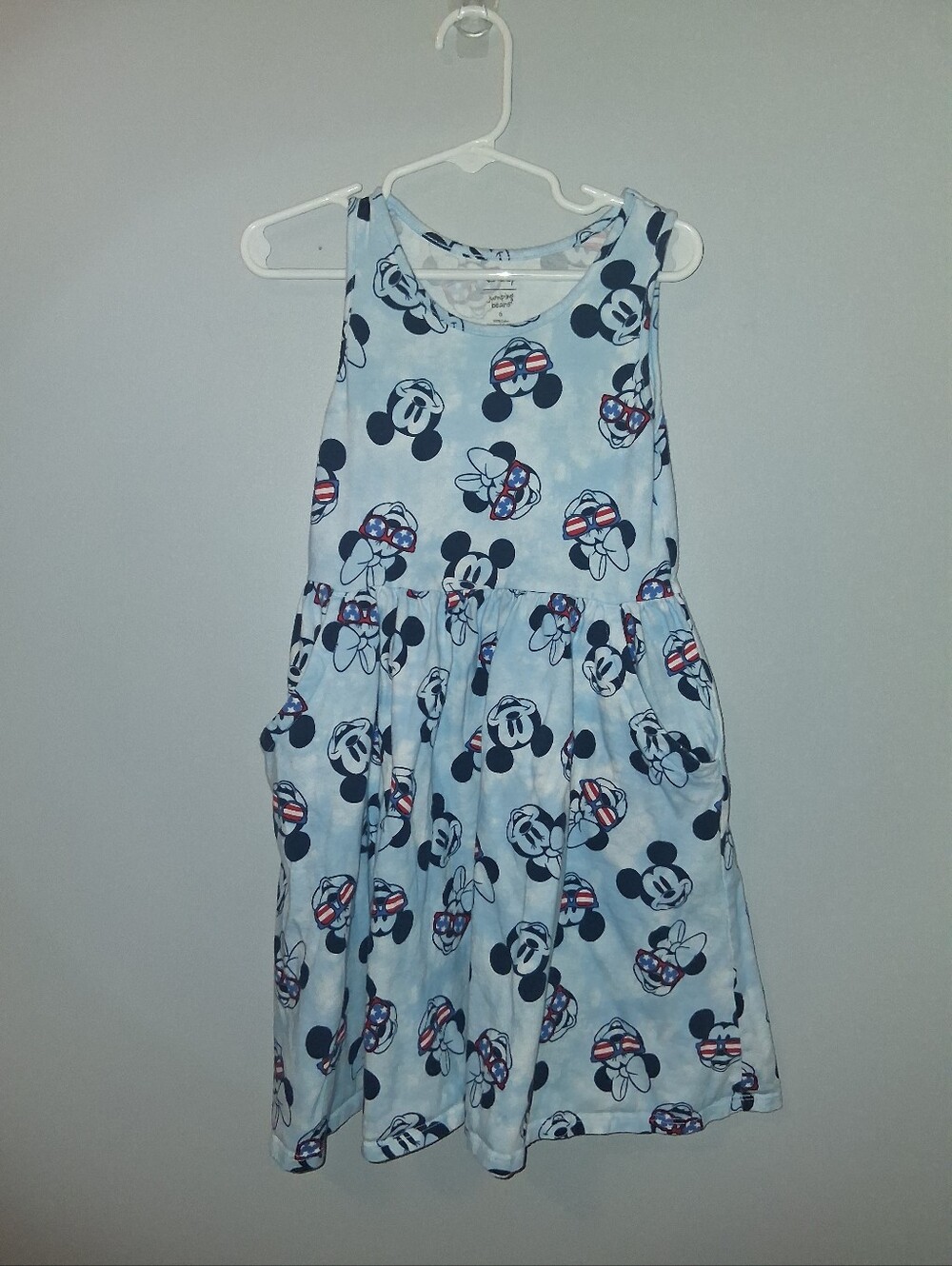 Jumping Beans Disney Mickey Mouse Patriotic Tank Dress Girls Blue Stars Stripes